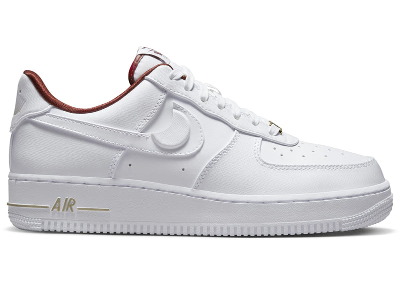 Nike air force white with sales red swoosh